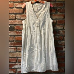 NWT LOVE STITCH White Cotton Midi Shift Dress. Size Large